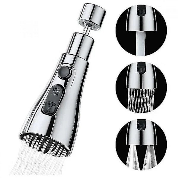 Köksblandare Spray 3 Lägen - 360 Graders Köksblandare Munstycke, Köksblandare Förlängning (Silver)