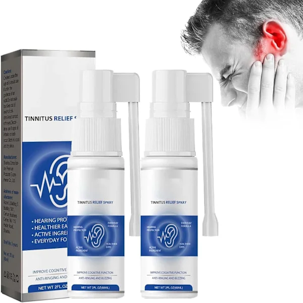Tinnitus Relief Spray, Tinnitus Relief til ringende ører, Tinnitus Relief Device, Ørevoksrensende plejespray til lindring af tinnitus i øret