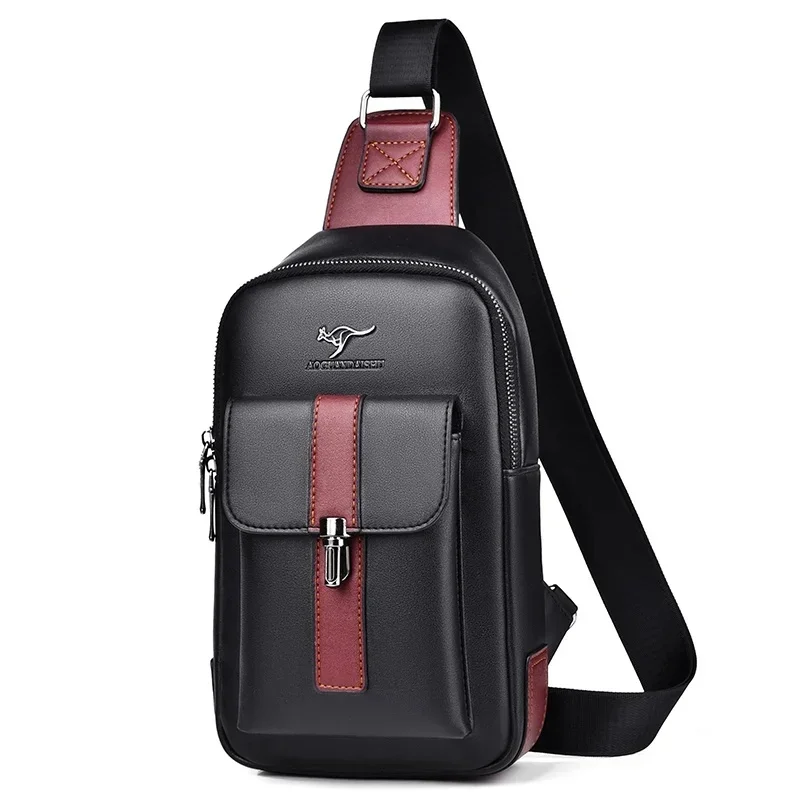 AliExpress - Kangourou marque de luxe homme sac de poitrine en cuir sac à bandoulière pour hommes voyage sac à bandoulière noir marron messager sac à 