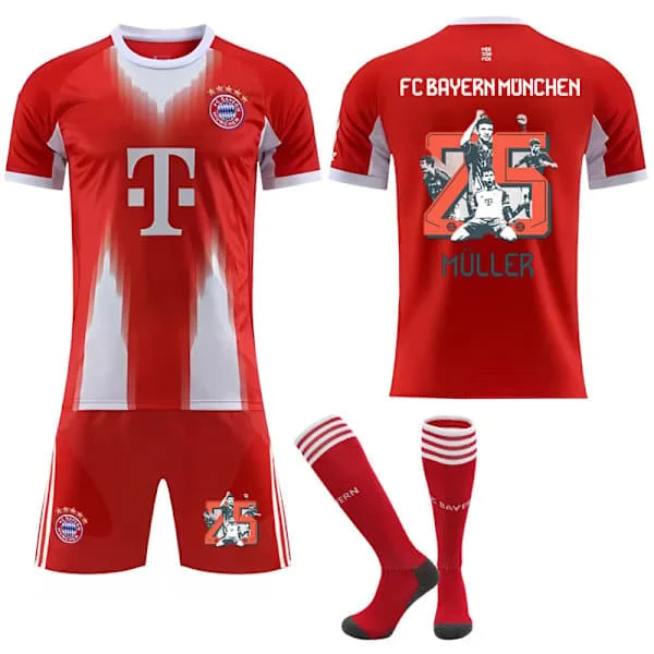 2025-2026 Bayern Munich Home Jersey Kids Adult Football Shirt with Socks No.17 OLISE No.17 OLISE No.17 OLISE 18 No.17 OLISE-FO-