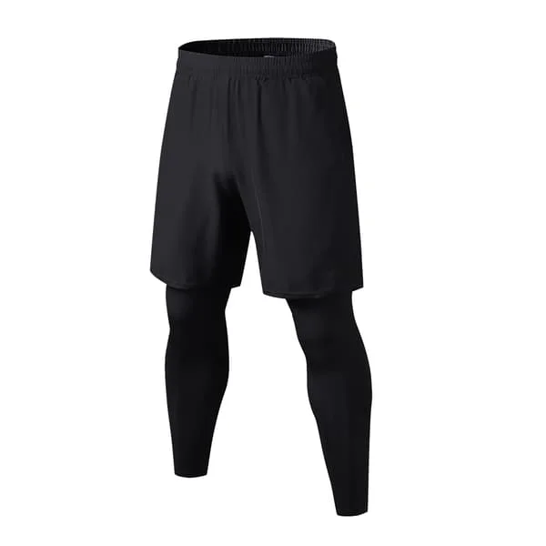 2-i-1 Treningstights for Menn Løpetights Stretch Hurtigtørkende Treningsbukser med Lommer for Utendørssport Svart L 0.4 0.4