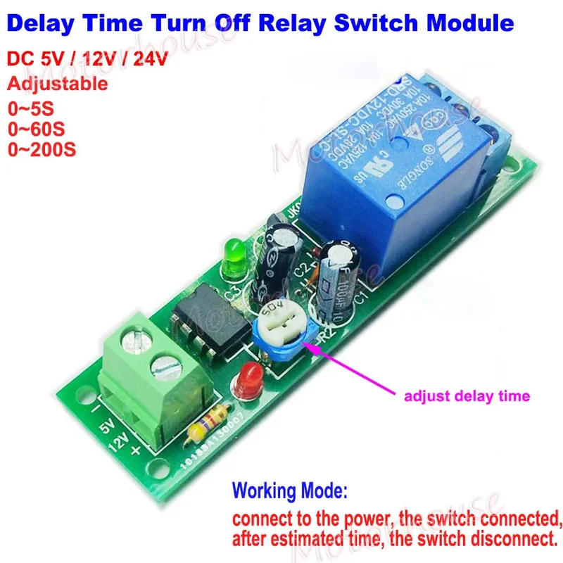 AliExpress - NE555 Module de relais temporisé DC 5V 12V 24V retard de déclenchement Module de relais monostable minuterie de retard réglable contrôle 