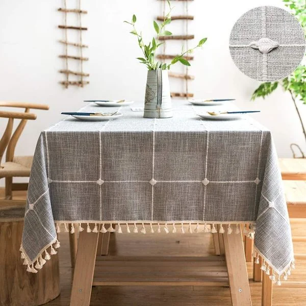 Suorakulmainen pöytäliina puuvillapellavaa harmaa 100*135 cm pöytäliina