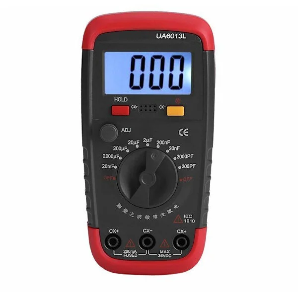 Professionell Kapacitansmätare, Digital Kondensatortestare 0.1pF - 20000uF med LCD-bakgrundsbelysning och Skyddsjacka Max 1999