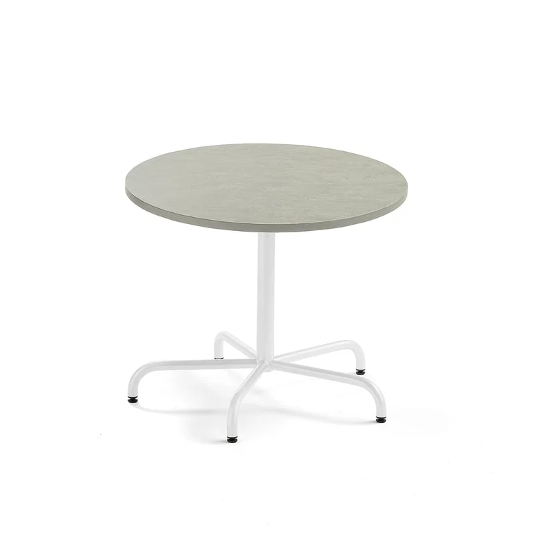 Table PLURAL, Ø 900x720 mm, linoleum top, grey, white