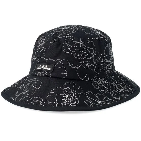 Les Deux - Musta bucket Hattu - Flower Aoe Safari Hat Black Bucket @ Hatstore