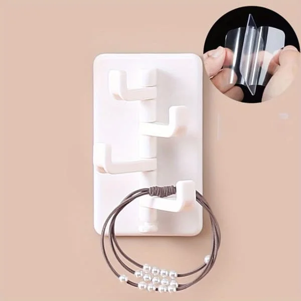 1 pc Modern Wall Mounted Plastic Storage Shelf with Polished Surface, Easy to Install Self-Adhesive Hook Organizer, for Kitchen and Bathroom A (FMY) 