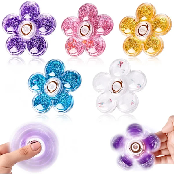 Pakke Glitter Fidget Spinners, Sensorisk Fidget Legetøj til Stresslindring, Fidget Spinners til Børn, Teenagere, Drenge og Piger, Festgaver til Børn