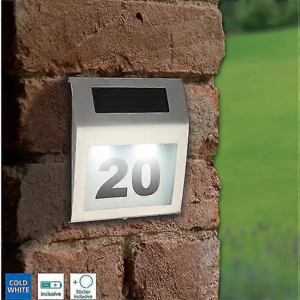 Solar LED-opplyst husnummer - 1,2V Sølv