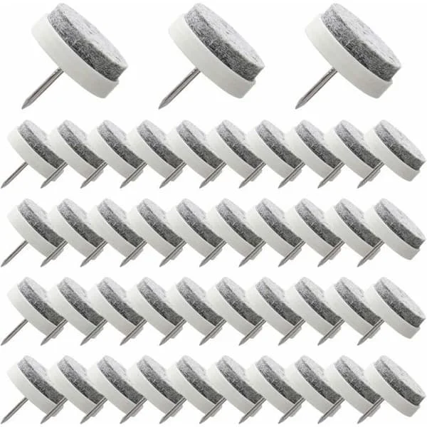 50 Pieces 24mm Furniture Glide Nail Felt Pads Black Glide with Storage Box YYV