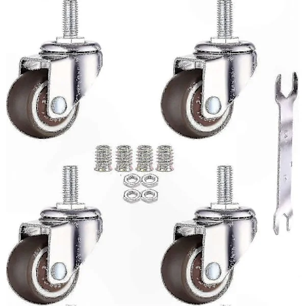 4-pack TPE gängade länkhjul, 25 mm mjuka gummihjul med M6 x 15 mm gänga för möbler [DB]
