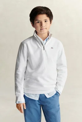 GANT - Shield Half Zip Sweatshirt til herre eggshell