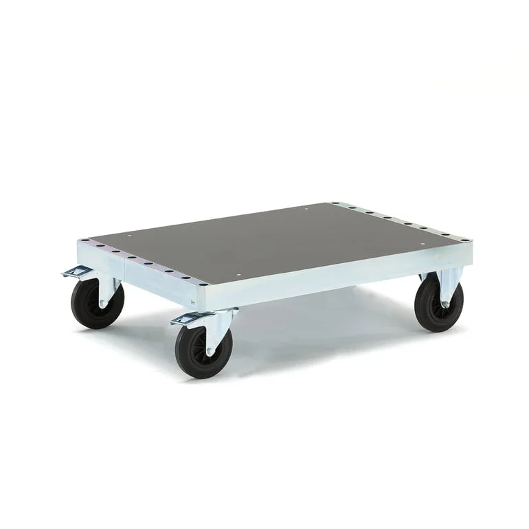 Plattformvogn, 1000x700x300 mm, elforsinket ramme med MDF-plater, med brems