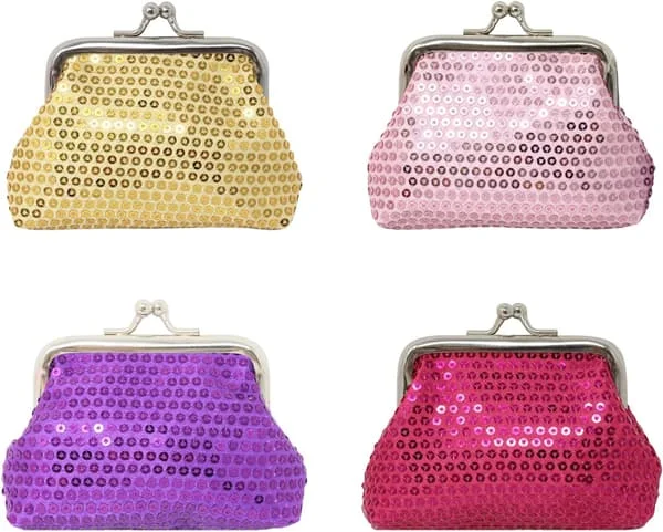 4 STK Glitter Paljett Myntveske Kiss Lock Skinnende Pyntegjenstander Pung Liten Dame Lommebok Clutch - 4 STK