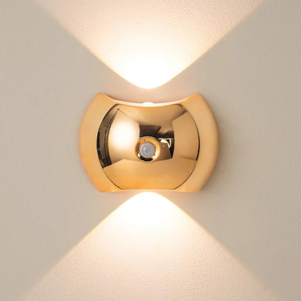 Trådløse vegglamper, induktive lamper, stemningslys, LED-lys, soveromslamper (gull-trikolor fargeskiftende lys)