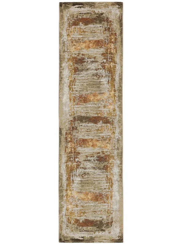 Indoor/Outdoor Rug Abstract Washable Small Gillian - Gold/Multicolor 80X300 Rustic Style