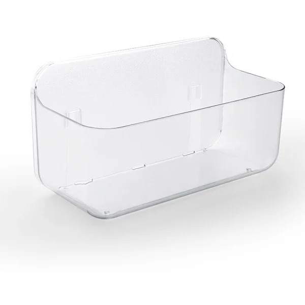 Set med 2 badrumshyllor, borrfria duschhyllor i plast, hållare för schampo och duschgel, väggmonterade förvaringskorgar för badrum och kök