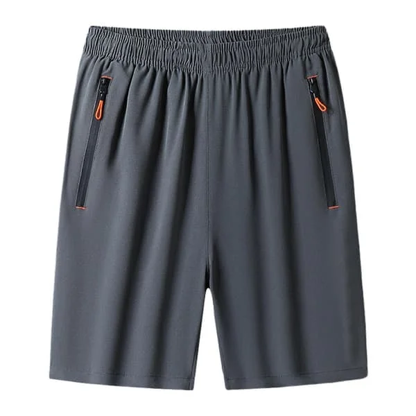 【BEMS】Miesten treenishortsit vetoketjullisilla taskuilla, pestävät, erittäin joustavat housut, yhteensopivat kuntoiluun ja kuntosalille - Xin Grey 2XL