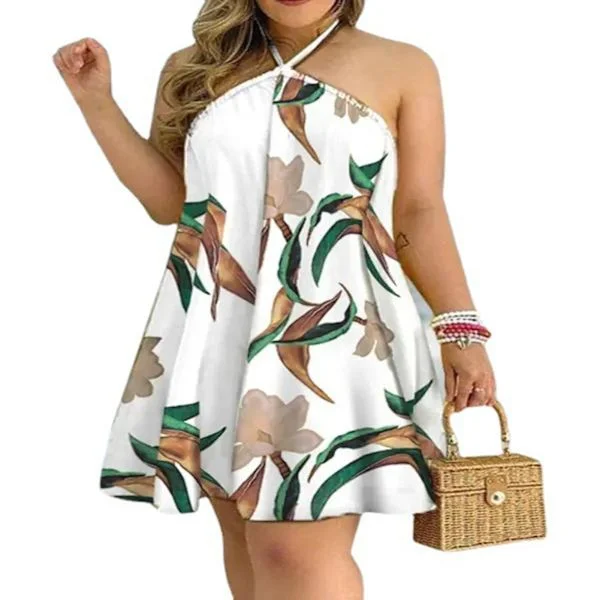 Dame Aftenkjole Løs Pasform Snøret Halterneck Kjoler Med Plus Size Til Dating Forretning Hjem Udendørs Klubber