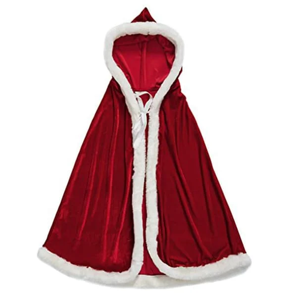 Halloween Julekostymer Kvinner Jenter Fløyel Hette Kappe Rød Kappe Fru Santa Claus Kostyme Cape 150cm(150cm)