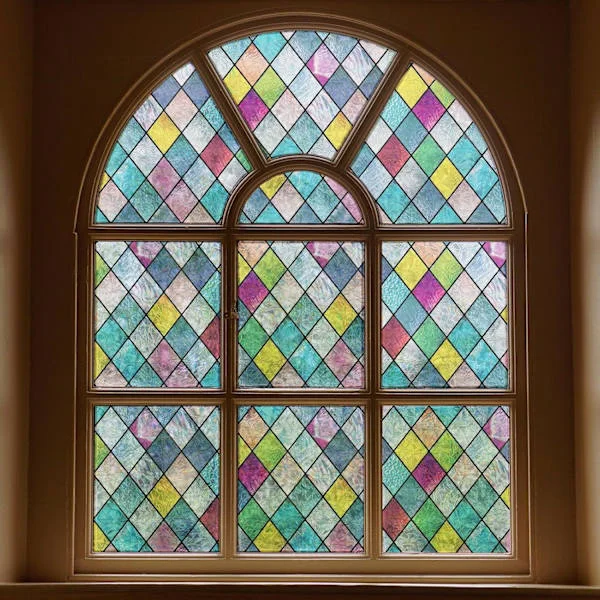 Färgat glas insynsskydd, fönsterfilm för insynsskydd, färgglad gallerfärg, regnbågsglasdekaler för hemmet