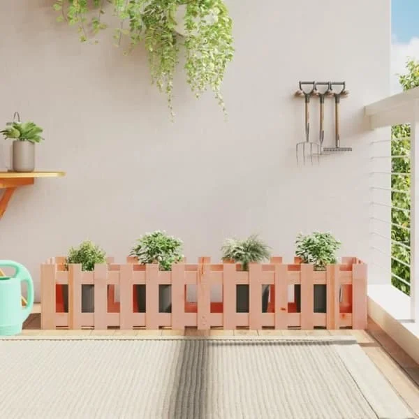 vidaXL Garden Raised Bed Staket Design Solid Douglas Wood 832490