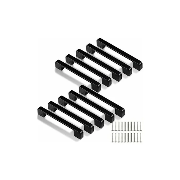 128mm Kökshandtag, 10 st Svarta Kökshandtag för Dörr, Låda, Skåp (med Skruvar)