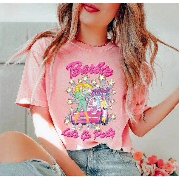 Barbie Trykt T-skjorte Dame Sommer Topp T-skjorte GH1014-G L