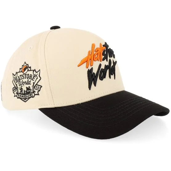 Hatstore - Hatstore World Stone/Black A-frame Adjustable Adjustable Beige Cap - @ Hatstore