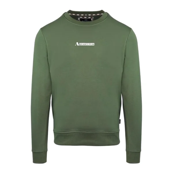 Aquascutum Herr Sweatshirt i bomullsblandning med ribbad krage X