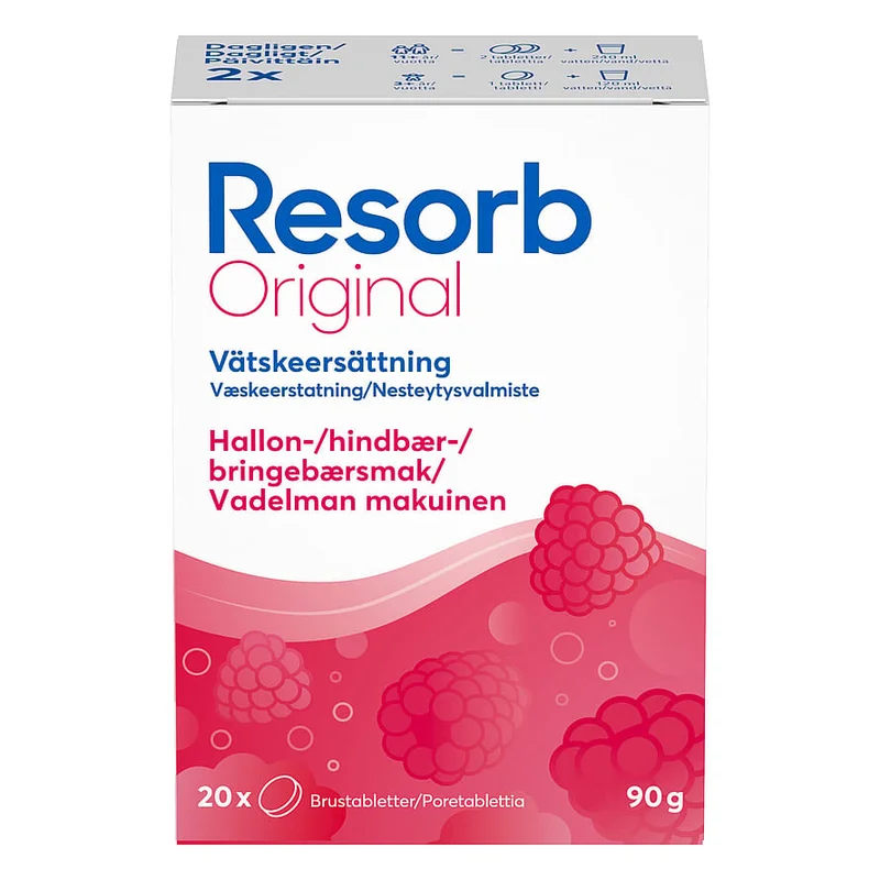 Resorb Original Hindbær 20 stk, Sport & Velvære, Protein & Energi, Elektrolytter