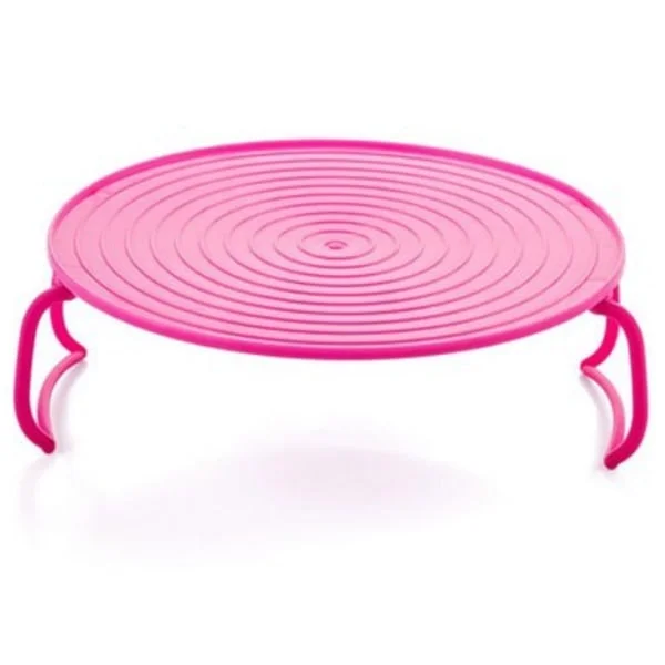 Multifunktionell mikrovågsugn värmelager ångkokningsställ bricka dubbellager isoleringsbricka ställ grytmatta rosa