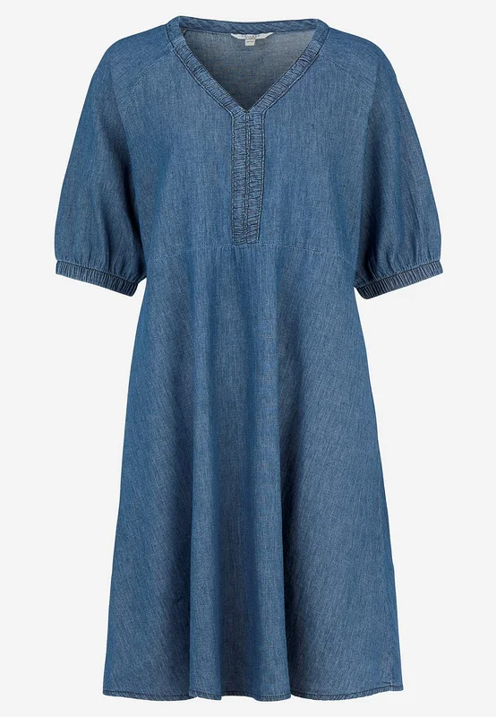 Cellbes of Sweden - Kort denimkjole med puffermer i mellomblå denim for damer i størrelse 34/36