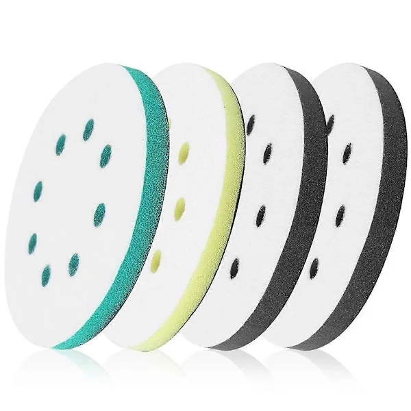 4 Pakke Skum Slipeputer for Eksentersliper, 5 Tommer 8 Hull Eksentersliper Surfprep Skumpute