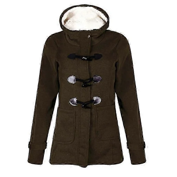 【NX】Dame yttertøy Vinter Varm Hettejakke Vindtett Langermet Tykk Parkas Army Green