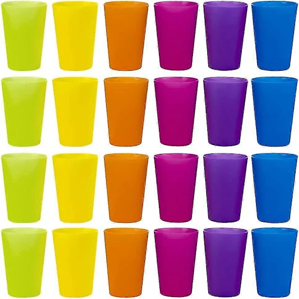 24 st Återanvändbara Plastmuggar, 6 Ljusa Färger Plastmuggar För Barn, Camping