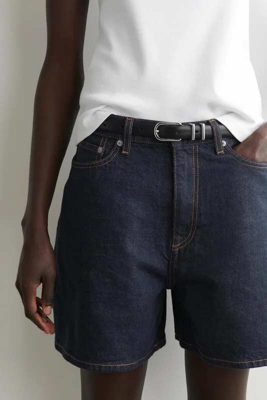COS Women's Shorts In Denim A Vita Alta in Blu