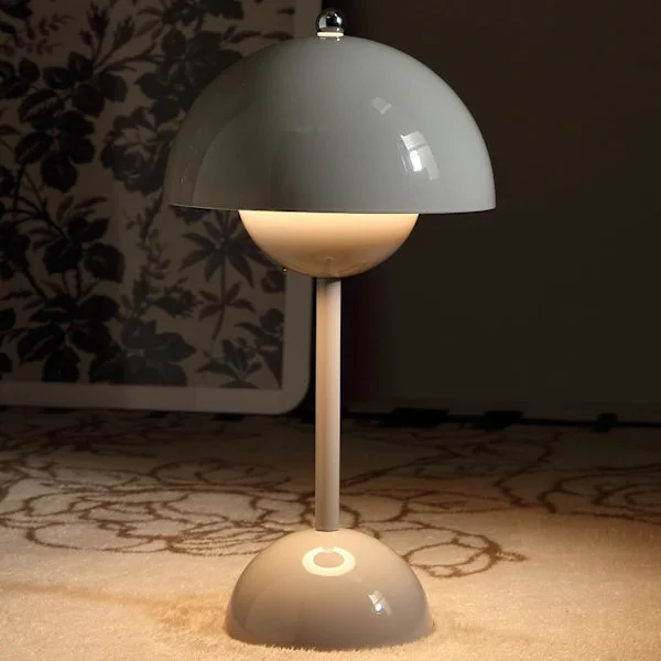 Cordless Table Lamp in Flowerpot, 1800 mAh Battery Table Lamp, Portable Patio Table Lamp, Small Rechargeable Lamp (White)