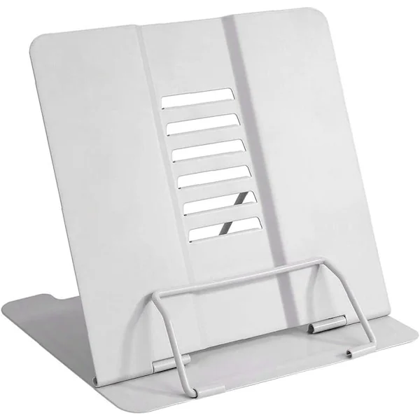 Bookend Kitchen Recipe Reading Stand Adjustable Metal Shelves Music Stand White