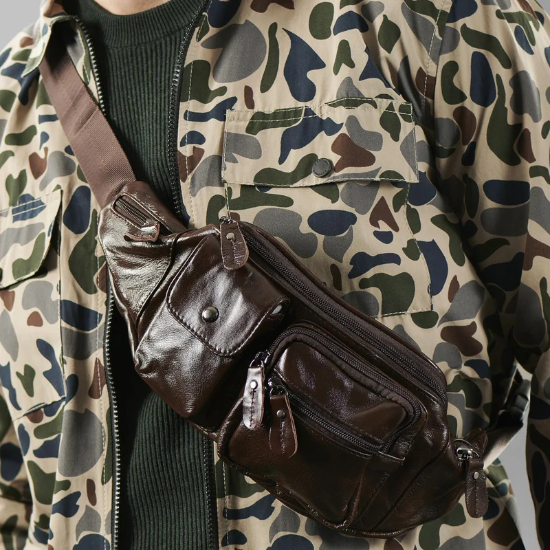 Brown Leather Hip Pack for Men - Leather bags