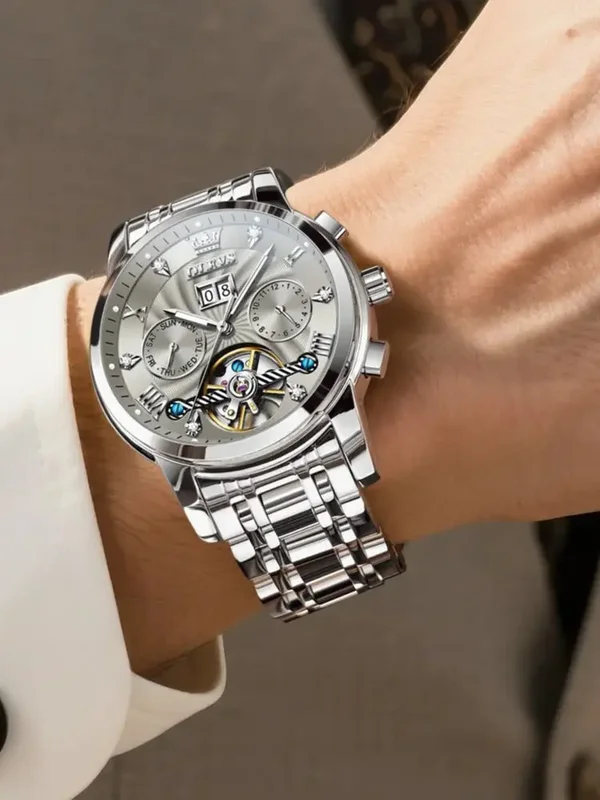 AliExpress - OLEVS 9910 Neue Farbe Original Herren Uhr Skeleton Schwungrad Automatische Mechanische Uhr Wasserdicht Tag Datum Uhren Für Mann Reloj