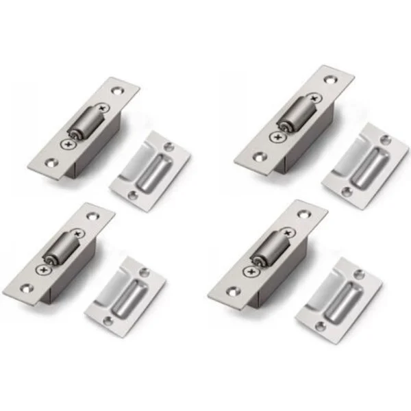 Infälld rullspärr för dörrar, i rostfritt stål, 20 mm rullspärr för skåp och köks-, badrums- och sovrumsmöbler, 4-pack.