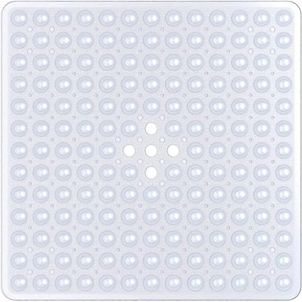 Square Shower Mat Non-Slip Anti-Mould - 53 x 53cm Shower Mats for Inside Shower, Non-Slip Rubber Shower Mat with Suction Cups & Drainage Holes