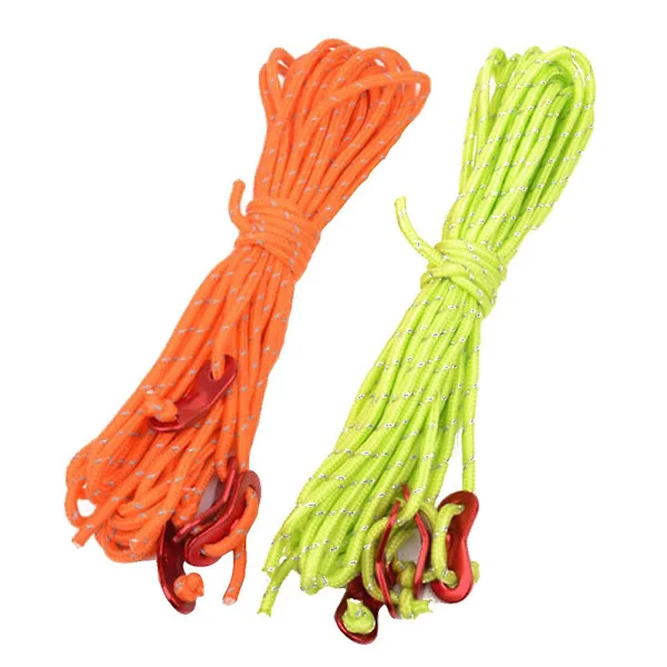 2-pack (8 st/pack) 8x4m Utomhus Tält Rep Reflekterande Tält Kille Linjer Guide Rep Camping Vandring Rep Med Aluminium Justerare Spänne För Camping 