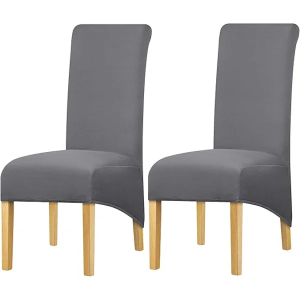 [RM]Stoltrekk med høy rygg, stretch spandex stoff, stoltrekk, setetrekk for hjem, spisestue, kjøkken, bankett, hotell, vin, 2 stk (grå)