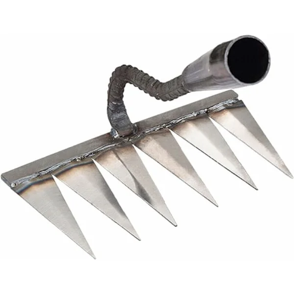 Mosefjerner Rake Metall Hånd Rive for Hagearbeid, Luking - Kraftig Metall Tine Rive, Mosefjerning, Luking, Overflaterive, Stein, Grus, Kultivator Rive