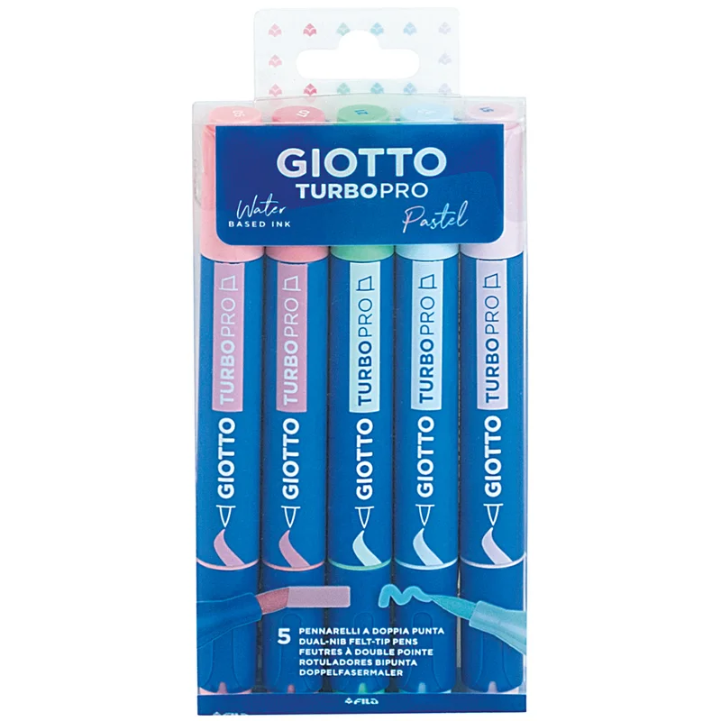 Giotto Turbo Pro Dual Tip Marker Pen 5-sett Pastel
