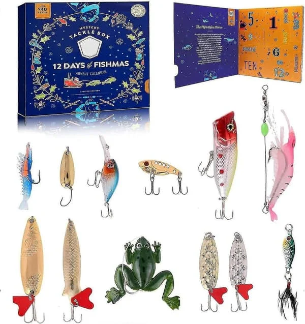 Fiske Adventskalender 2025, Jul 24 Dagars Överraskning Fiske Bete Adventskalender, Julklapp Till Pappa Pojkvän Fiskeälskare