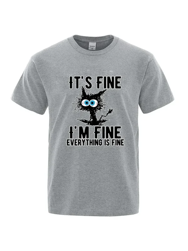 AliExpress - Hochwertiges Herren-T-Shirt aus 100 % Baumwolle, lustiges cooles Katzen-bedrucktes T-Shirt, lässiges Herren-Kurzarm-T-Shirt für Herren, T
