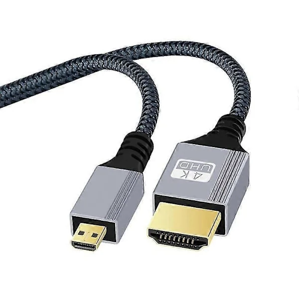 10m 4K HDMI till Micro HDMI flätad kabel, 120Hz guldpläterat gränssnitt för HD-videoöverföring